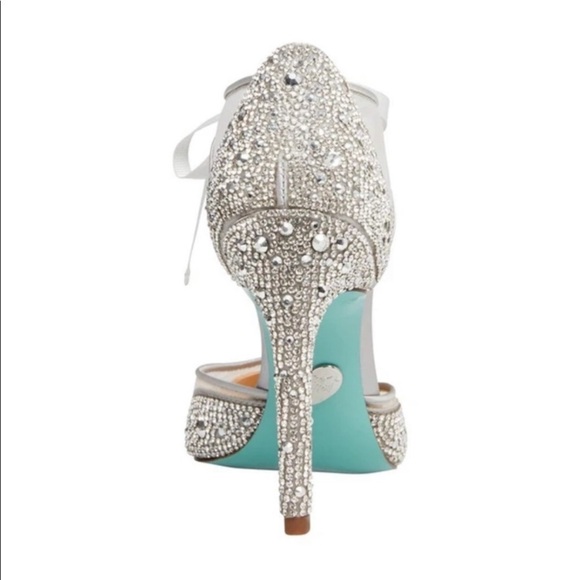 NEW!! Blue by Betsey Johnson SB Iris Silver Rhinestone Heels 8.5 - Picture 7 of 16